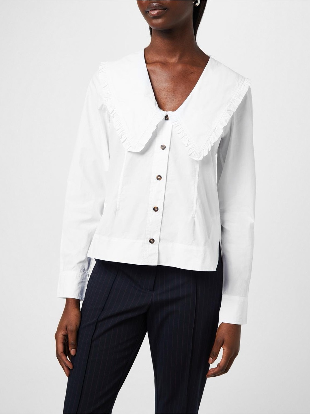 Christian Lacroix White Cropped Peter Pan Collar Blouse NWT